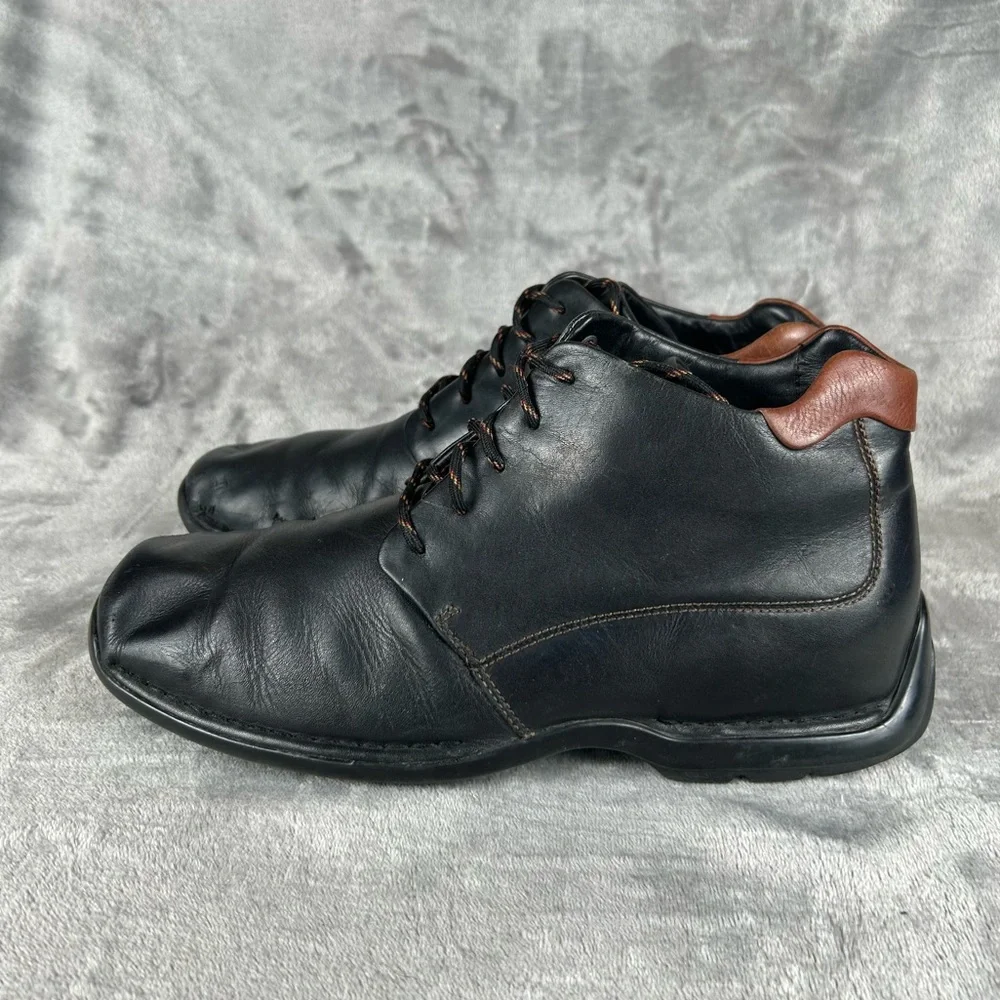 Cole Haan Zeno Chukka Boots‎ Mens Size 9.5 Black Leather W Brown Minimalist